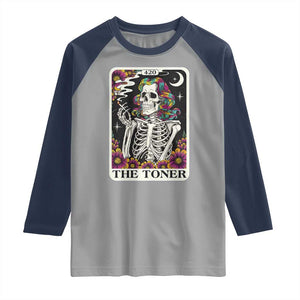 Skeleton 420 Cannabis Raglan Shirt Tarot Card The Stoner Weed Lover TS02 Sport Gray Navy Print Your Wear