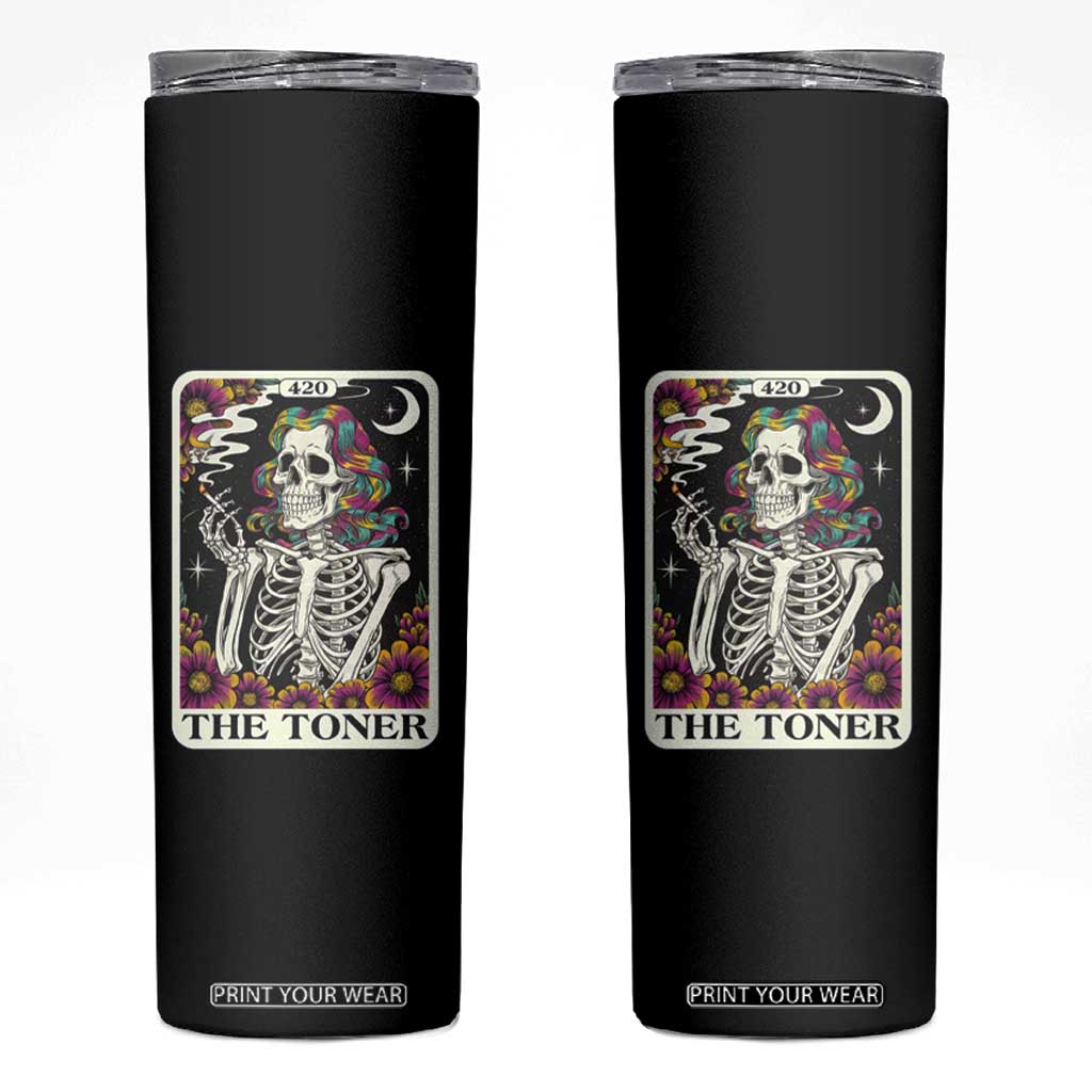 Skeleton 420 Cannabis Skinny Tumbler Tarot Card The Stoner Weed Lover TS02 Black Print Your Wear