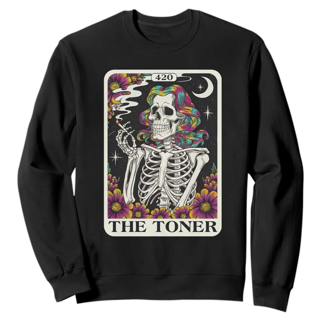 Skeleton 420 Cannabis Sweatshirt Tarot Card The Stoner Weed Lover TS02 Black Print Your Wear