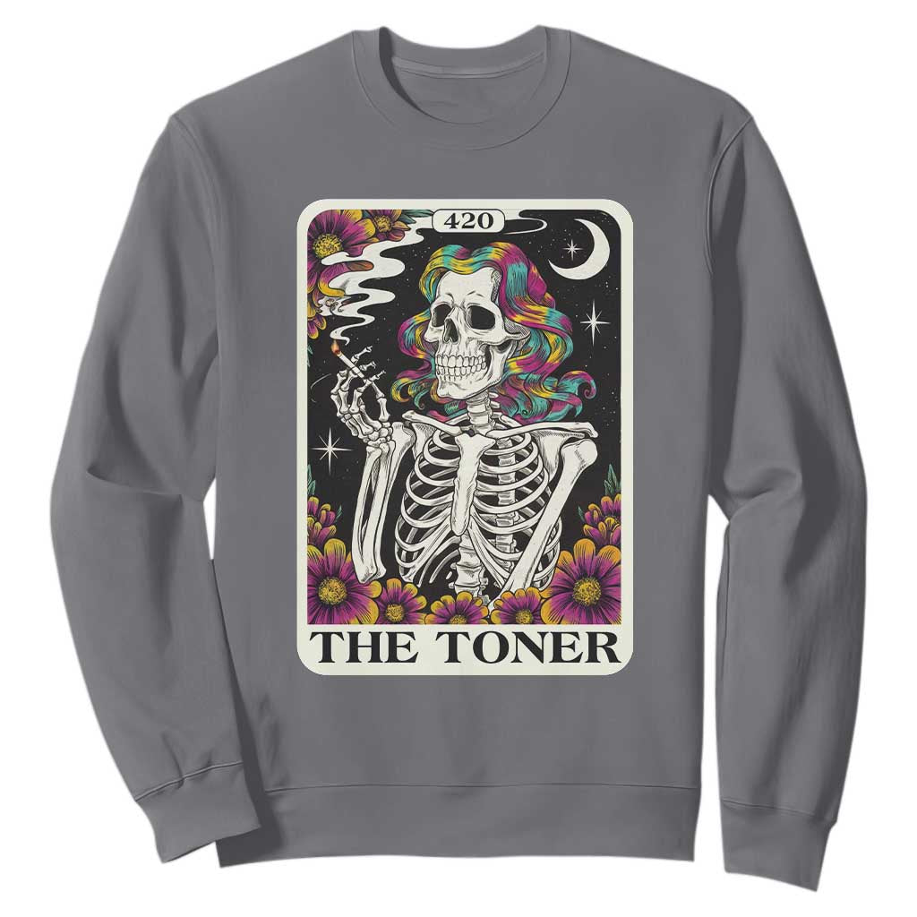 Skeleton 420 Cannabis Sweatshirt Tarot Card The Stoner Weed Lover TS02 Charcoal Print Your Wear