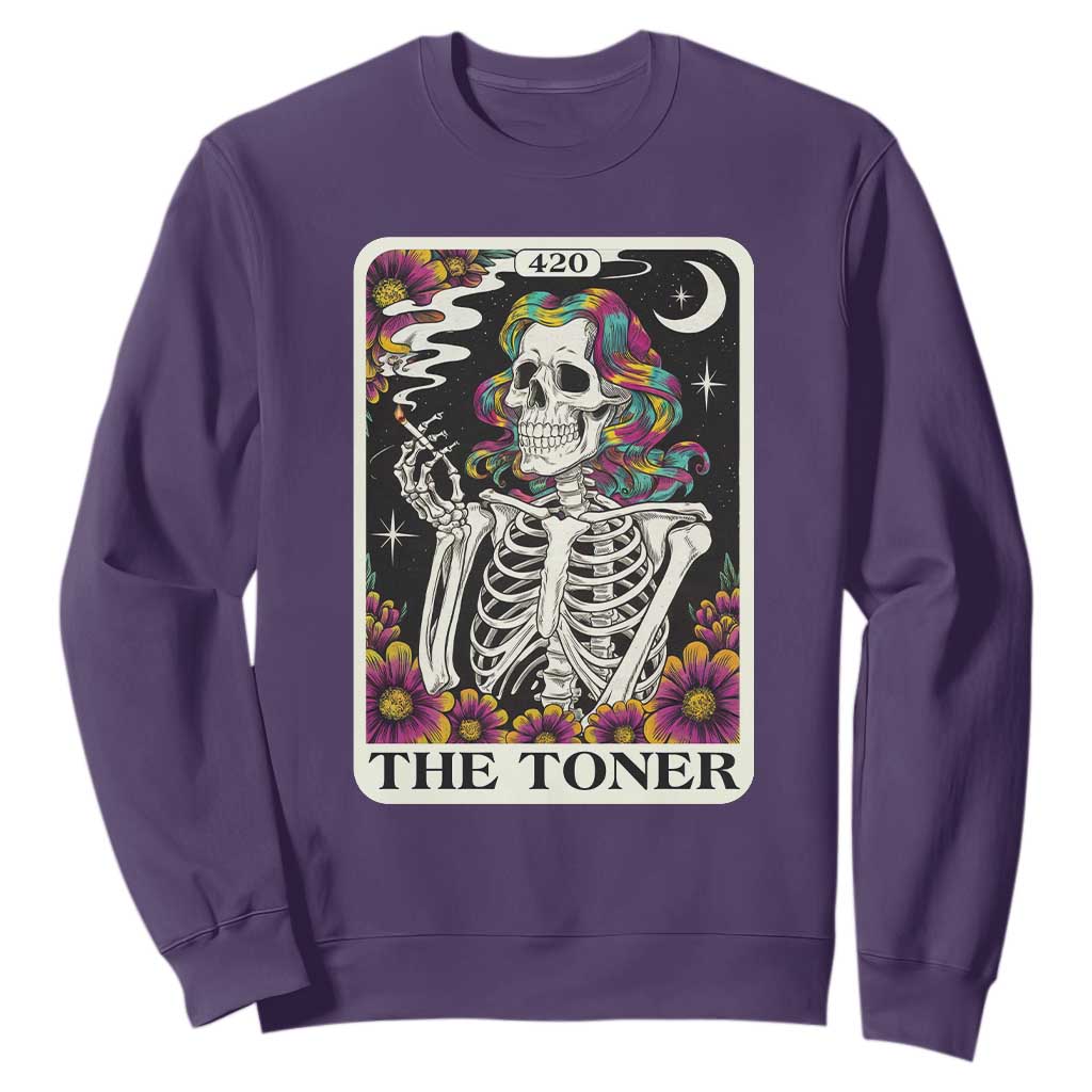 Skeleton 420 Cannabis Sweatshirt Tarot Card The Stoner Weed Lover TS02 Purple Print Your Wear