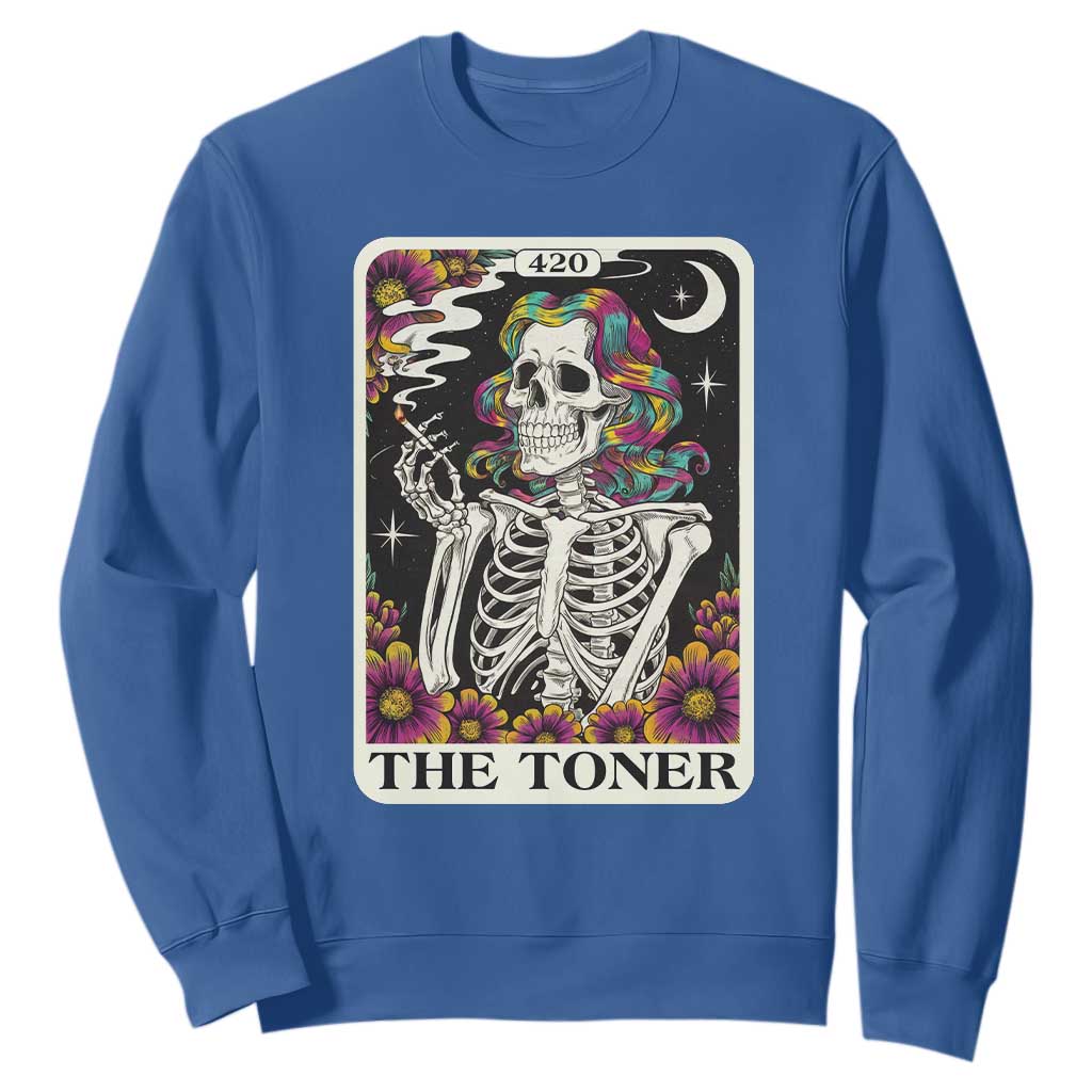 Skeleton 420 Cannabis Sweatshirt Tarot Card The Stoner Weed Lover TS02 Royal Blue Print Your Wear