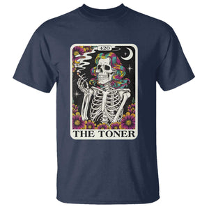 Skeleton 420 Cannabis T Shirt Tarot Card The Stoner Weed Lover TS02 Navy Print Your Wear