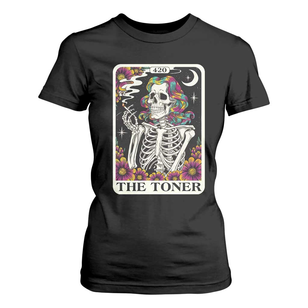 Skeleton 420 Cannabis T Shirt For Women Tarot Card The Stoner Weed Lover TS02 Black Print Your Wear