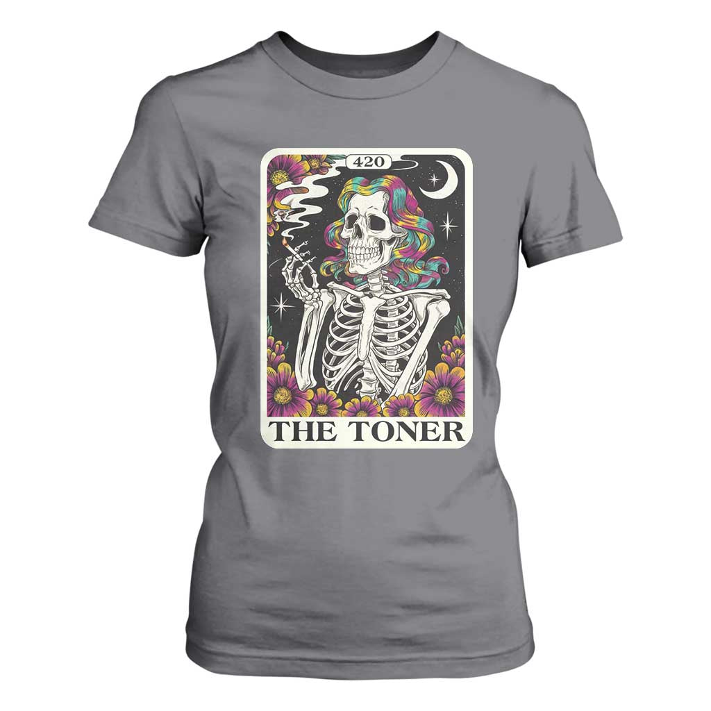 Skeleton 420 Cannabis T Shirt For Women Tarot Card The Stoner Weed Lover TS02 Charcoal Print Your Wear