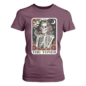 Skeleton 420 Cannabis T Shirt For Women Tarot Card The Stoner Weed Lover TS02 Maroon Print Your Wear