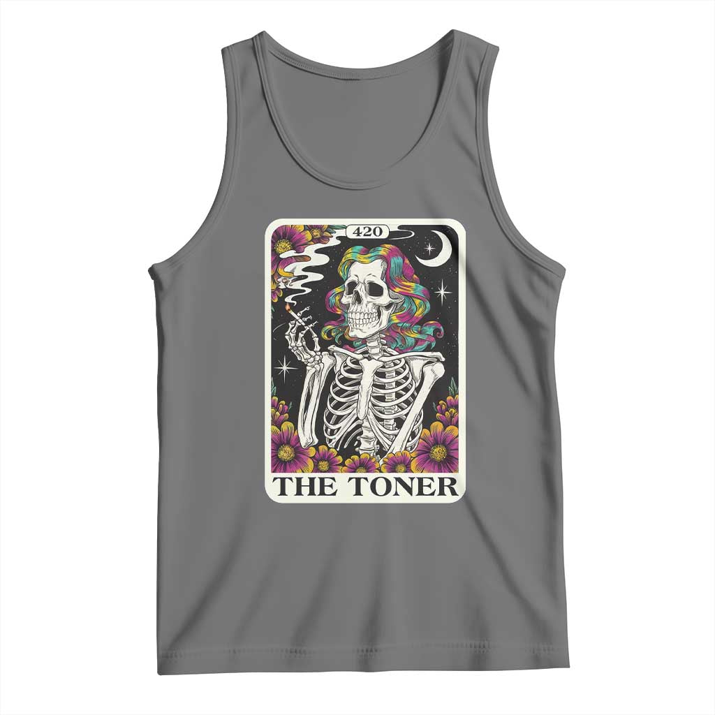 Skeleton 420 Cannabis Tank Top Tarot Card The Stoner Weed Lover TS02 Black Heather Print Your Wear