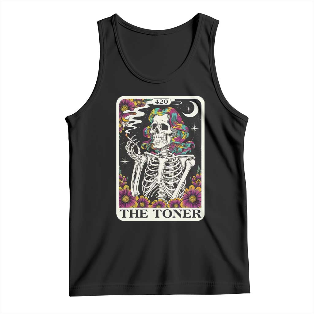 Skeleton 420 Cannabis Tank Top Tarot Card The Stoner Weed Lover TS02 Black Print Your Wear