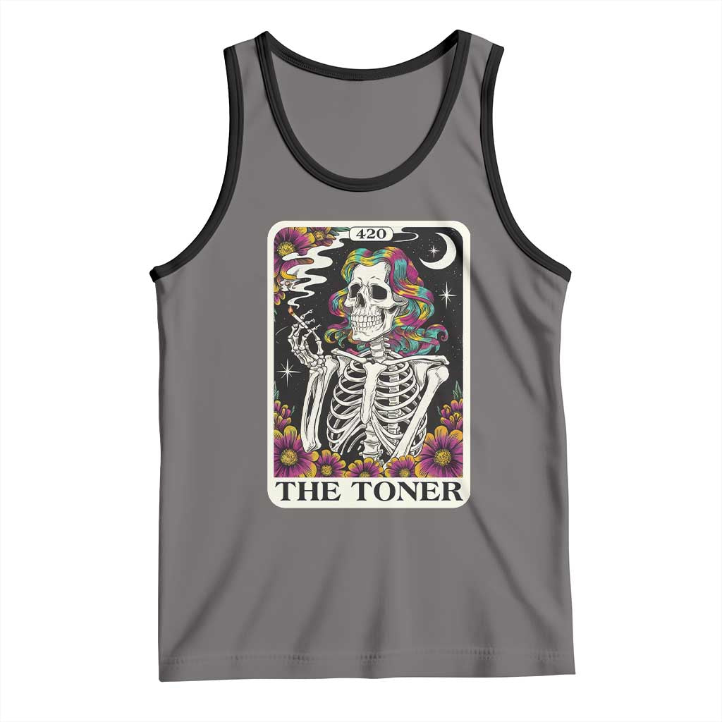 Skeleton 420 Cannabis Tank Top Tarot Card The Stoner Weed Lover TS02 Deep Heather Black Print Your Wear