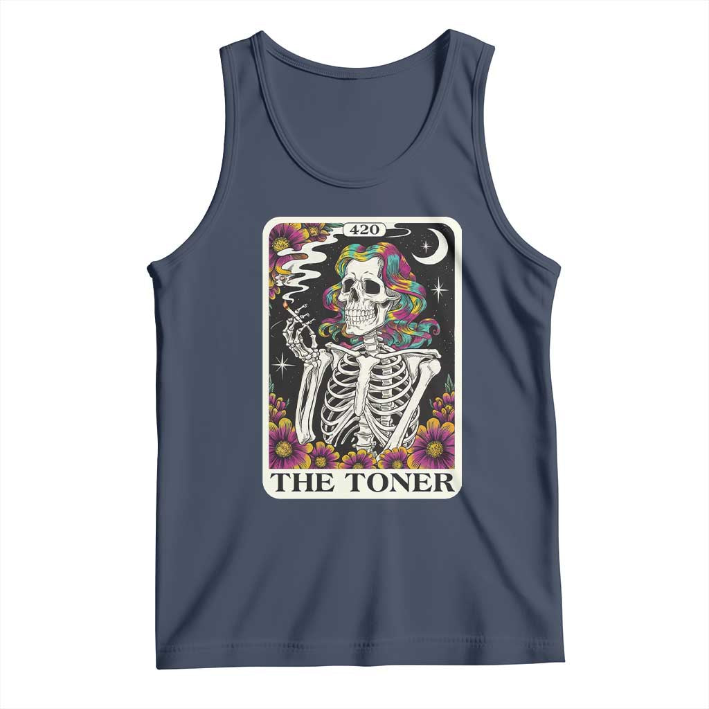 Skeleton 420 Cannabis Tank Top Tarot Card The Stoner Weed Lover TS02 Navy Print Your Wear