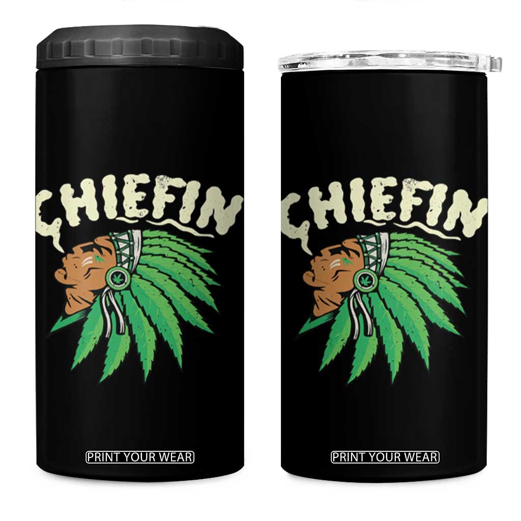 Chiefin Weed Smoking 4 in 1 Can Cooler Tumbler Funny 420 Cannabis Pot THC Smoker TS02 One Size: 16 oz Black Print Your Wear