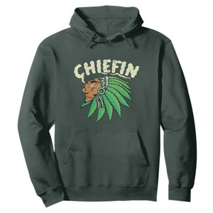 Chiefin Weed Smoking Hoodie Funny 420 Cannabis Pot THC Smoker TS02 Dark Forest Green Print Your Wear