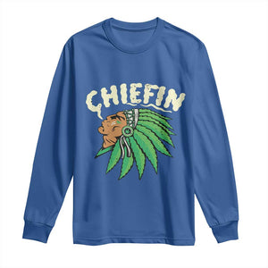 Chiefin Weed Smoking Long Sleeve Shirt Funny 420 Cannabis Pot THC Smoker TS02 Royal Blue Print Your Wear