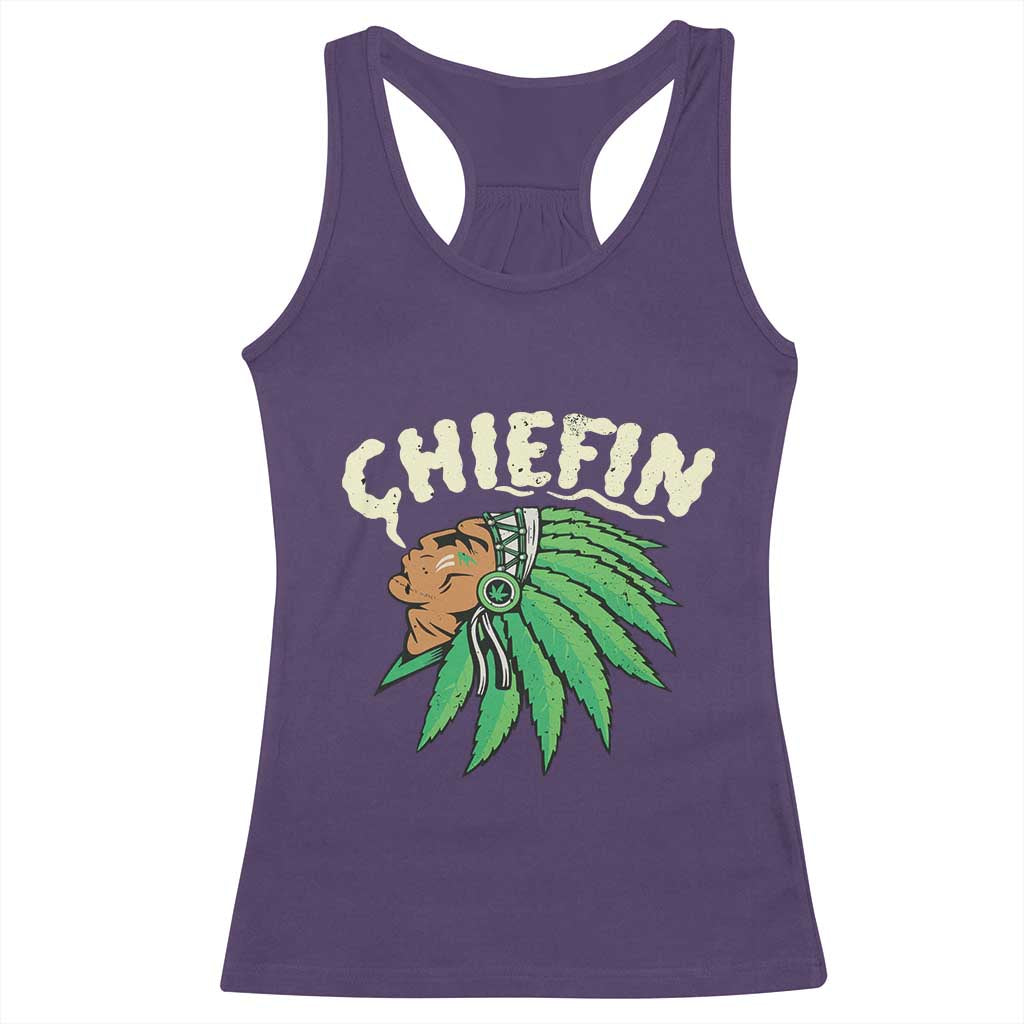 Chiefin Weed Smoking Racerback Tank Top Funny 420 Cannabis Pot THC Smoker TS02 Purple Print Your Wear