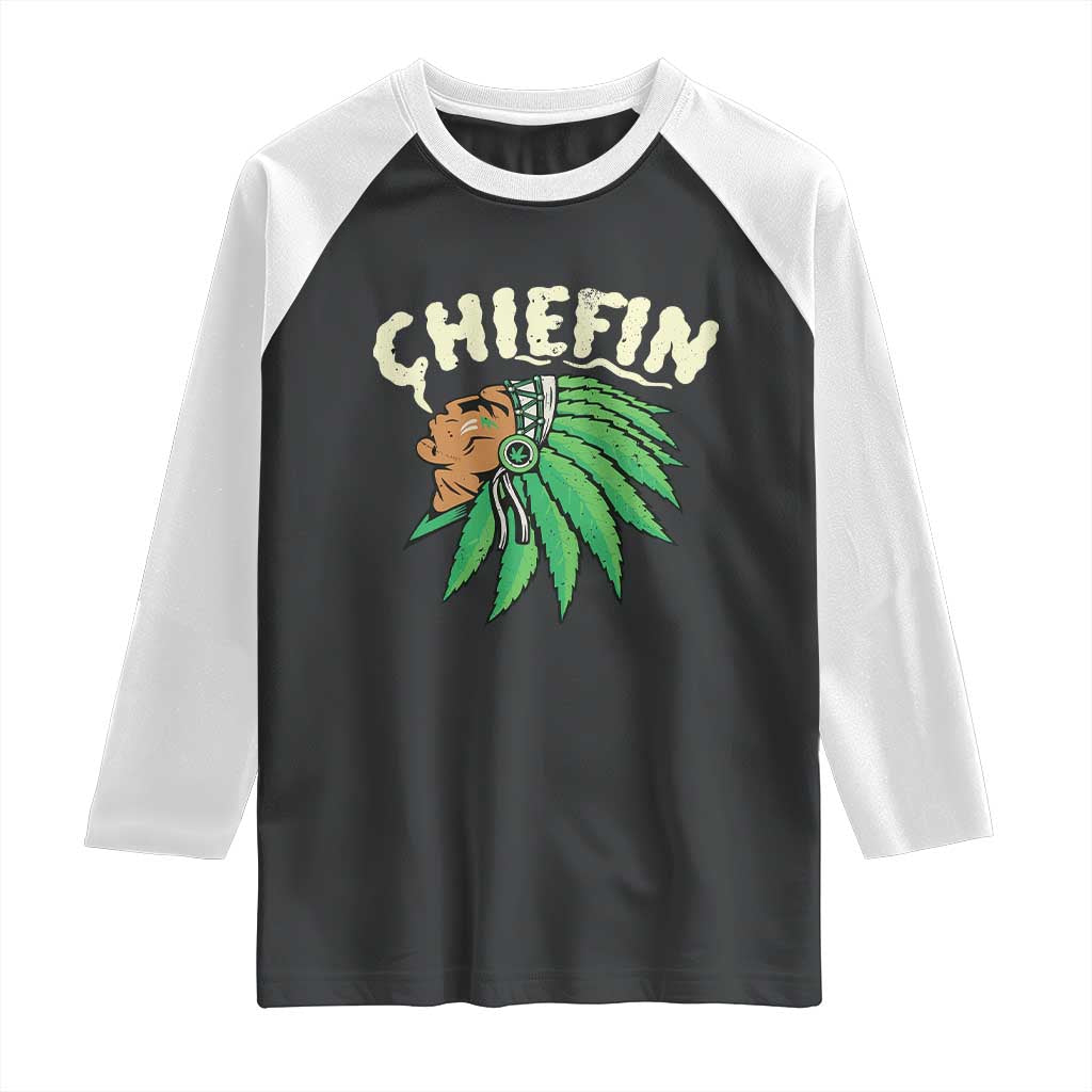 Chiefin Weed Smoking Raglan Shirt Funny 420 Cannabis Pot THC Smoker TS02 Black White Print Your Wear