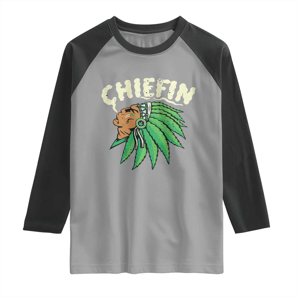 Chiefin Weed Smoking Raglan Shirt Funny 420 Cannabis Pot THC Smoker TS02 Sport Gray Black Print Your Wear