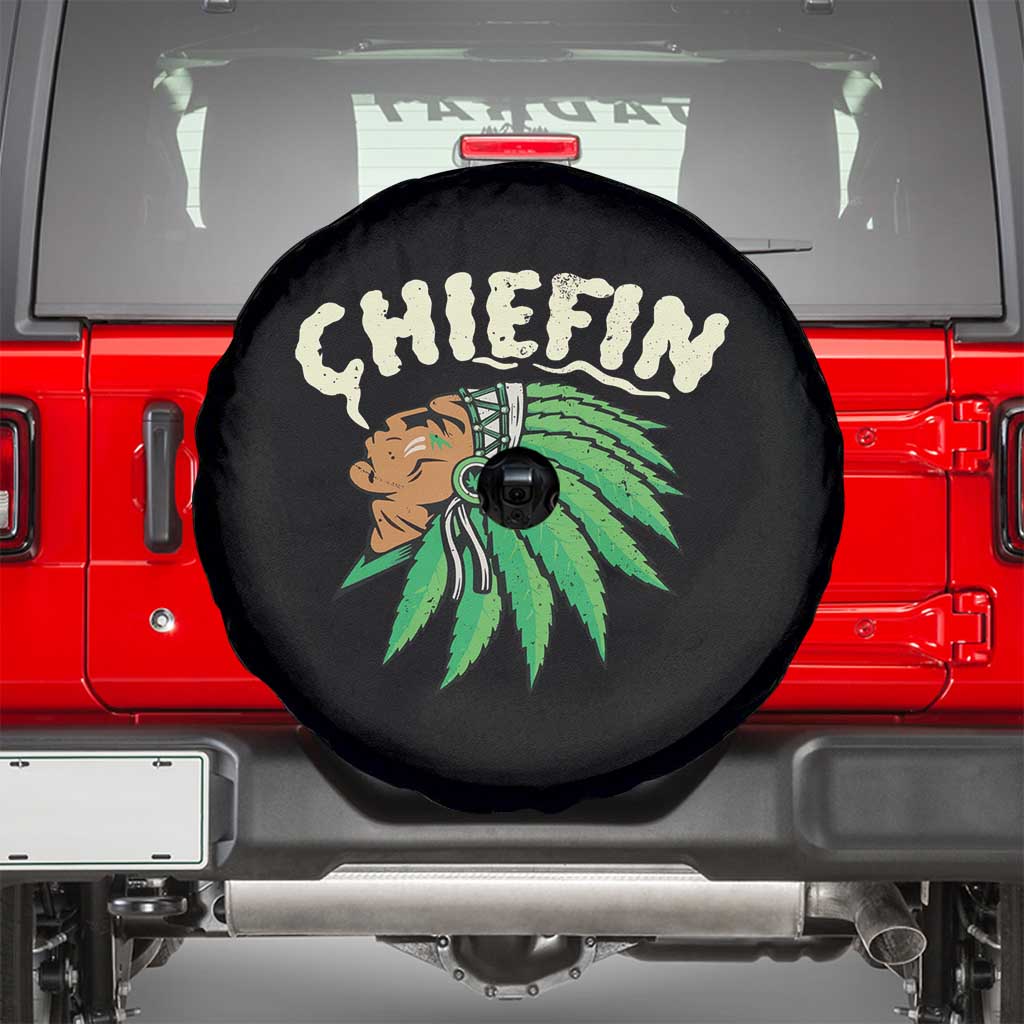 Chiefin Weed Smoking Spare Tire Cover Funny 420 Cannabis Pot THC Smoker TS02 Black Print Your Wear