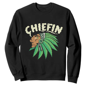 Chiefin Weed Smoking Sweatshirt Funny 420 Cannabis Pot THC Smoker TS02 Black Print Your Wear