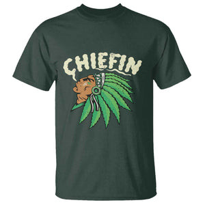 Chiefin Weed Smoking T Shirt Funny 420 Cannabis Pot THC Smoker TS02 Dark Forest Green Print Your Wear