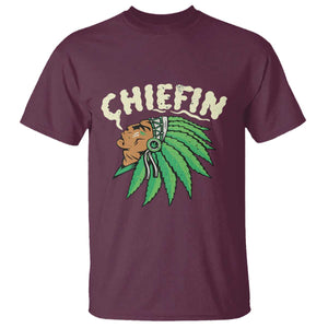 Chiefin Weed Smoking T Shirt Funny 420 Cannabis Pot THC Smoker TS02 Maroon Print Your Wear