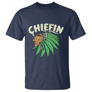 Chiefin Weed Smoking T Shirt Funny 420 Cannabis Pot THC Smoker TS02 Navy Print Your Wear