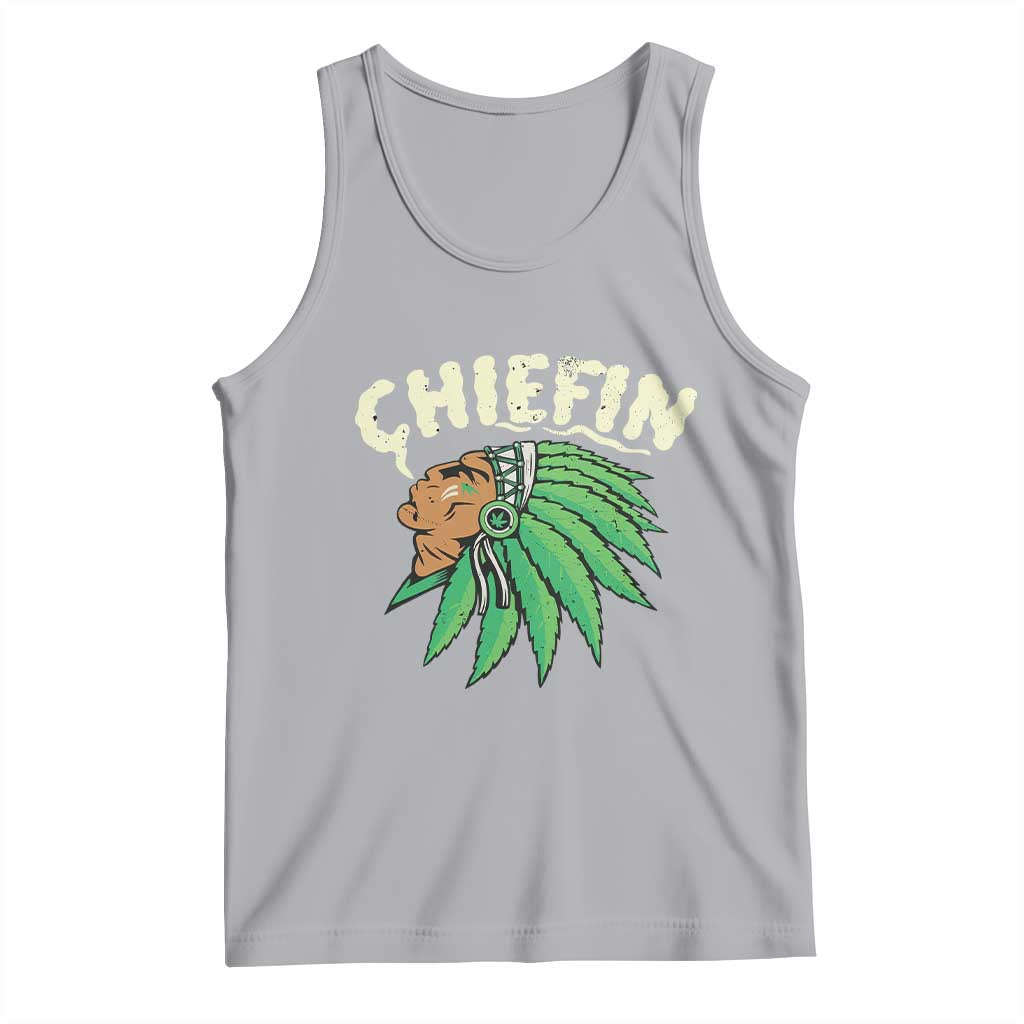 Chiefin Weed Smoking Tank Top Funny 420 Cannabis Pot THC Smoker TS02 Athletic Heather Print Your Wear