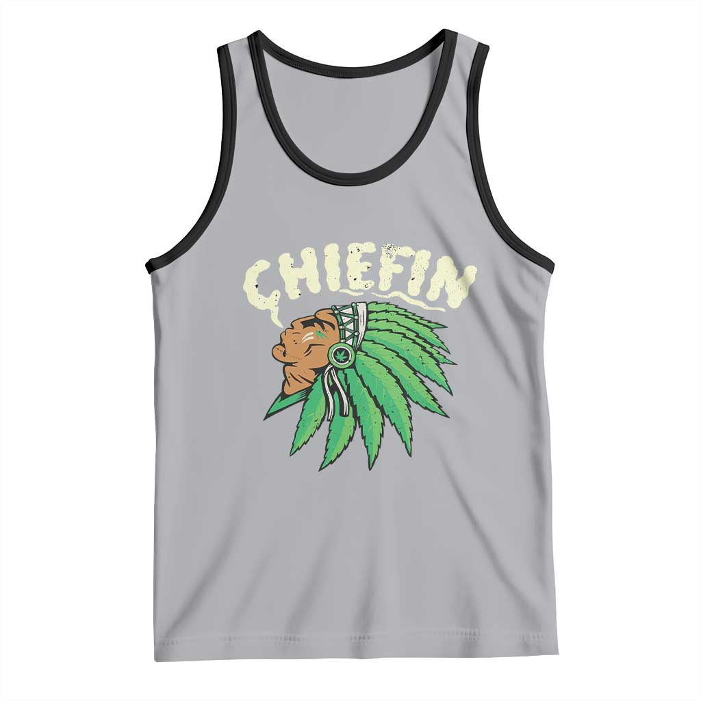 Chiefin Weed Smoking Tank Top Funny 420 Cannabis Pot THC Smoker TS02 Athletic Heather Black Print Your Wear