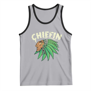 Chiefin Weed Smoking Tank Top Funny 420 Cannabis Pot THC Smoker TS02 Athletic Heather Black Print Your Wear