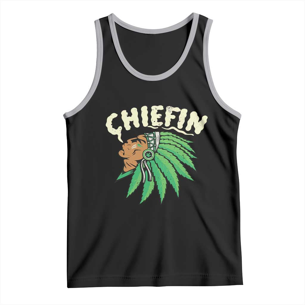 Chiefin Weed Smoking Tank Top Funny 420 Cannabis Pot THC Smoker TS02 Black Athletic Heather Print Your Wear