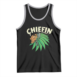 Chiefin Weed Smoking Tank Top Funny 420 Cannabis Pot THC Smoker TS02 Black Athletic Heather Print Your Wear