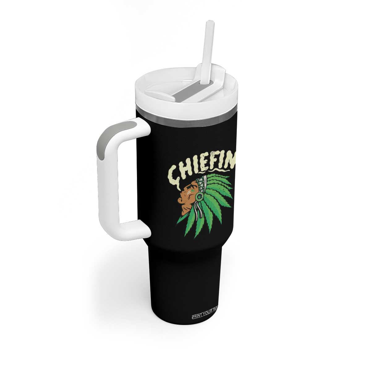 Chiefin Weed Smoking Tumbler With Handle Funny 420 Cannabis Pot THC Smoker TS02 Print Your Wear