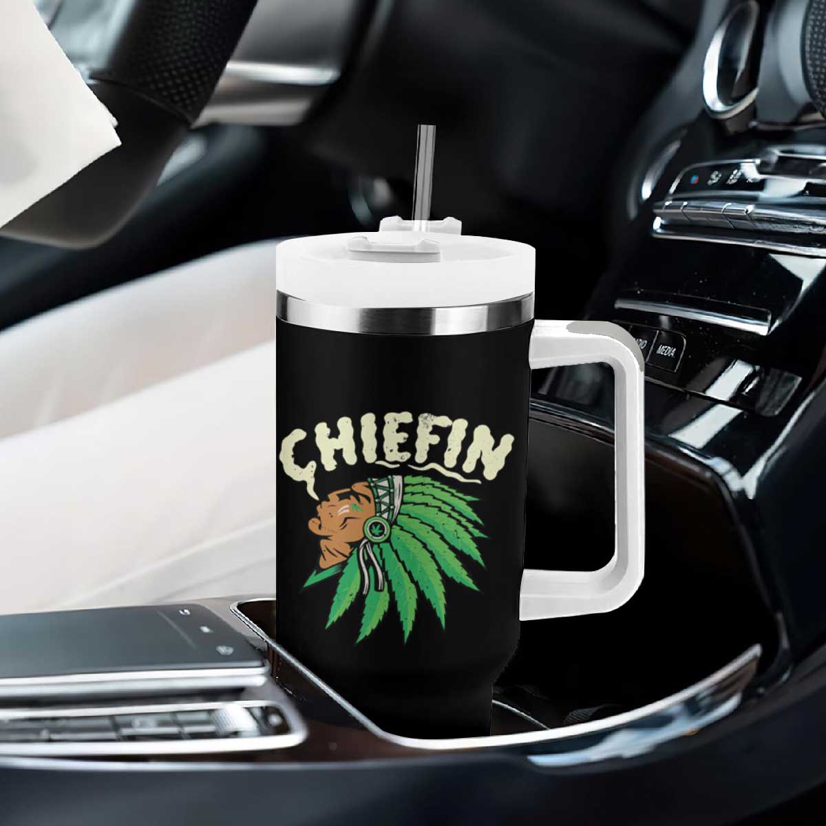Chiefin Weed Smoking Tumbler With Handle Funny 420 Cannabis Pot THC Smoker TS02 Print Your Wear