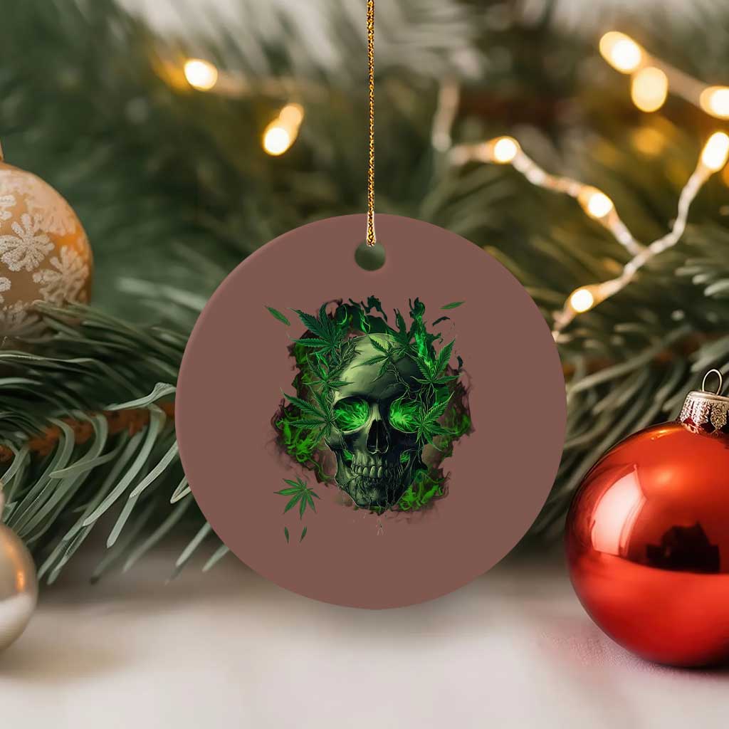 Marijuana Skull Ceramic Ornament Smoke Weed Cannabis 420 Pot Leaf TS02 1pc Mocha Print Your Wear