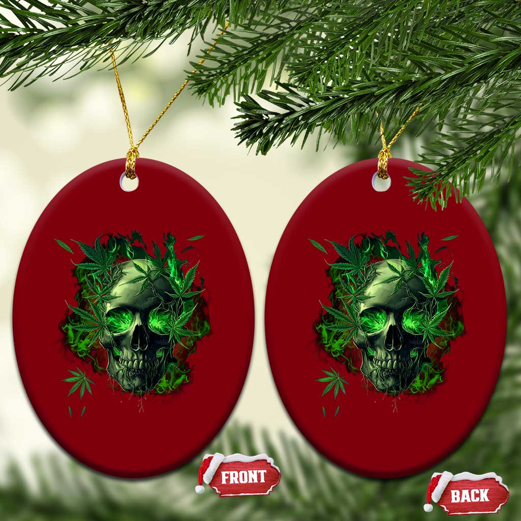 Marijuana Skull Ceramic Ornament Smoke Weed Cannabis 420 Pot Leaf TS02 Print Your Wear