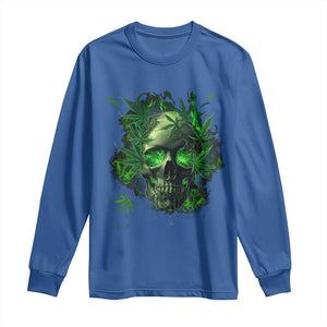 Marijuana Skull Long Sleeve Shirt Smoke Weed Cannabis 420 Pot Leaf TS02 Royal Blue Print Your Wear