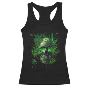 Marijuana Skull Racerback Tank Top Smoke Weed Cannabis 420 Pot Leaf TS02 Black Print Your Wear