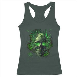 Marijuana Skull Racerback Tank Top Smoke Weed Cannabis 420 Pot Leaf TS02 Dark Forest Green Print Your Wear