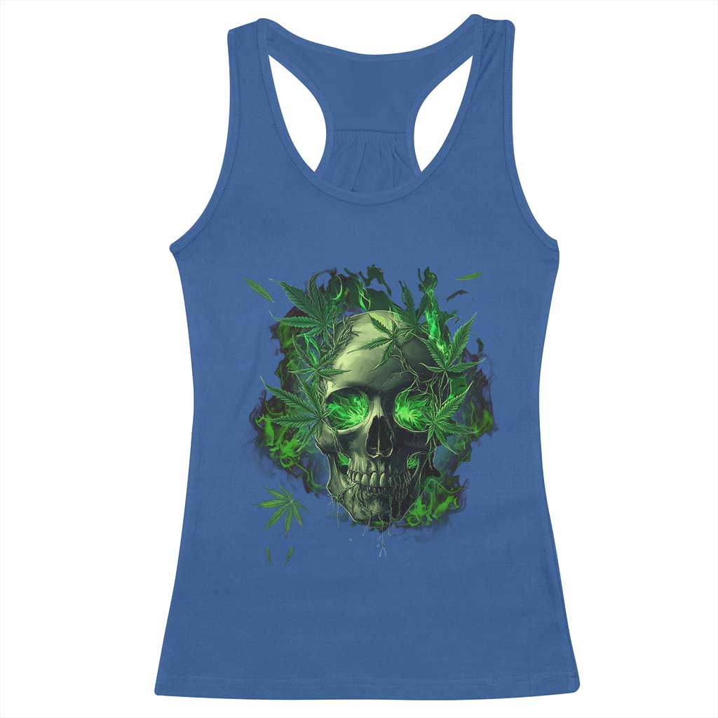 Marijuana Skull Racerback Tank Top Smoke Weed Cannabis 420 Pot Leaf TS02 Royal Blue Print Your Wear