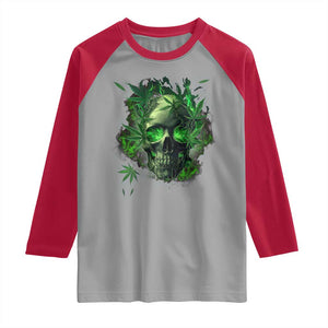 Marijuana Skull Raglan Shirt Smoke Weed Cannabis 420 Pot Leaf TS02 Sport Gray Red Print Your Wear