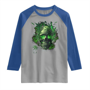 Marijuana Skull Raglan Shirt Smoke Weed Cannabis 420 Pot Leaf TS02 Sport Gray Royal Print Your Wear