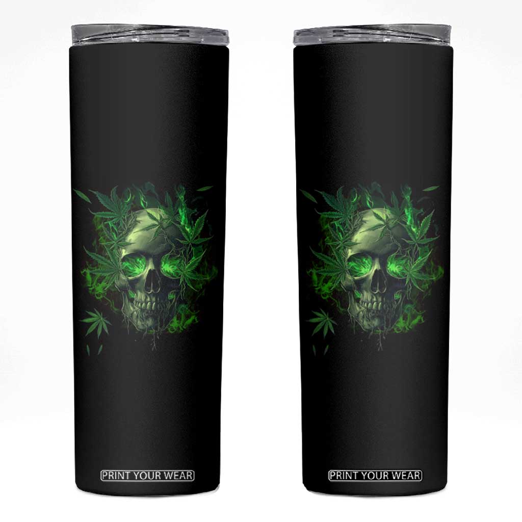 Marijuana Skull Skinny Tumbler Smoke Weed Cannabis 420 Pot Leaf TS02 Black Print Your Wear