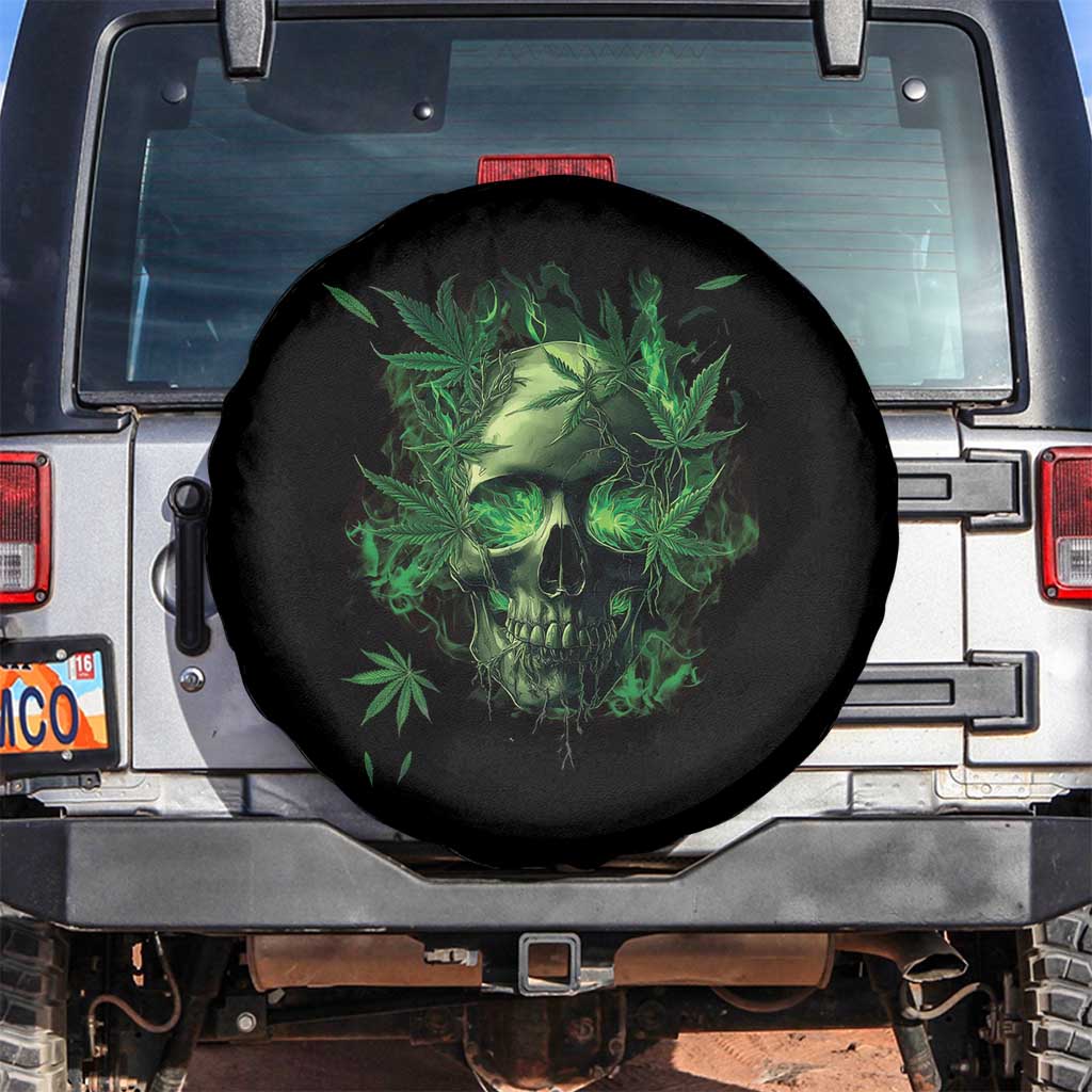 Marijuana Skull Spare Tire Cover Smoke Weed Cannabis 420 Pot Leaf TS02 No hole Black Print Your Wear