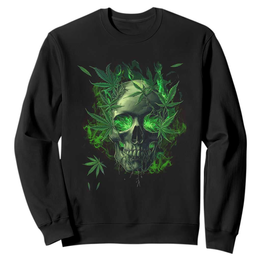 Marijuana Skull Sweatshirt Smoke Weed Cannabis 420 Pot Leaf TS02 Black Print Your Wear