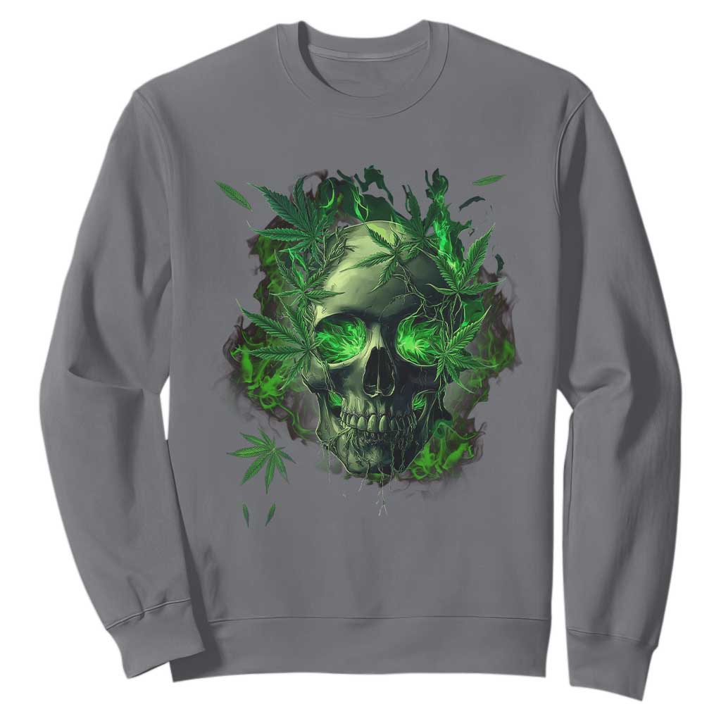 Marijuana Skull Sweatshirt Smoke Weed Cannabis 420 Pot Leaf TS02 Charcoal Print Your Wear