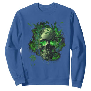 Marijuana Skull Sweatshirt Smoke Weed Cannabis 420 Pot Leaf TS02 Royal Blue Print Your Wear