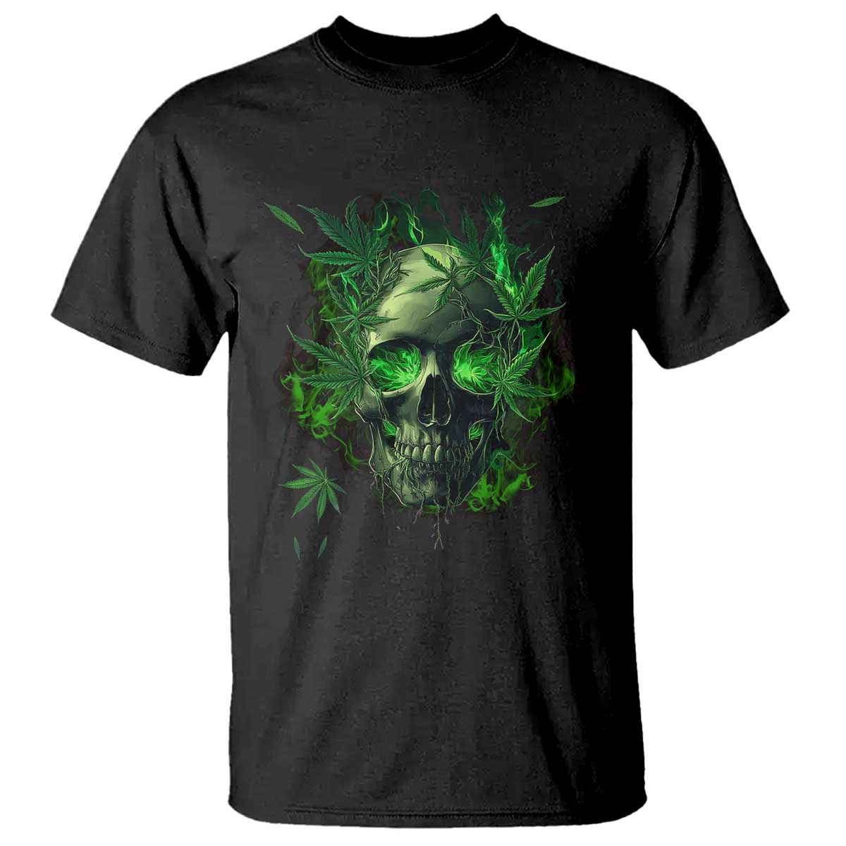 Marijuana Skull T Shirt Smoke Weed Cannabis 420 Pot Leaf TS02 Black Print Your Wear