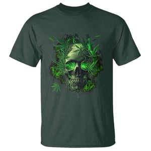 Marijuana Skull T Shirt Smoke Weed Cannabis 420 Pot Leaf TS02 Dark Forest Green Print Your Wear