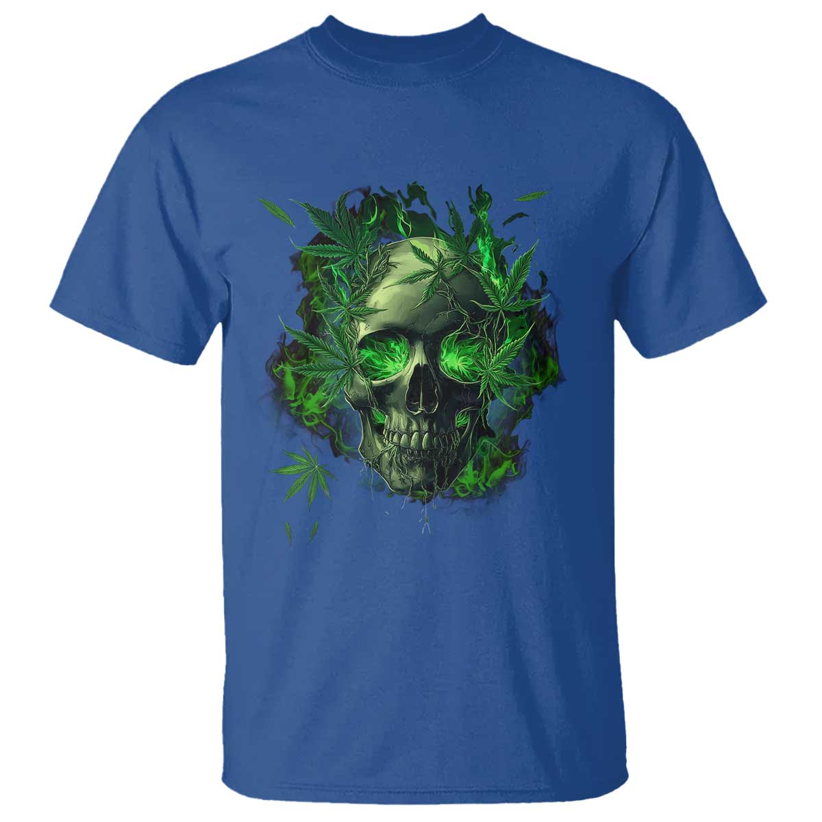 Marijuana Skull T Shirt Smoke Weed Cannabis 420 Pot Leaf TS02 Royal Blue Print Your Wear