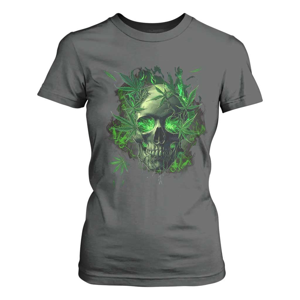 Marijuana Skull T Shirt For Women Smoke Weed Cannabis 420 Pot Leaf TS02 Dark Heather Print Your Wear