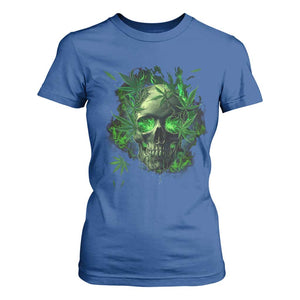 Marijuana Skull T Shirt For Women Smoke Weed Cannabis 420 Pot Leaf TS02 Royal Blue Print Your Wear